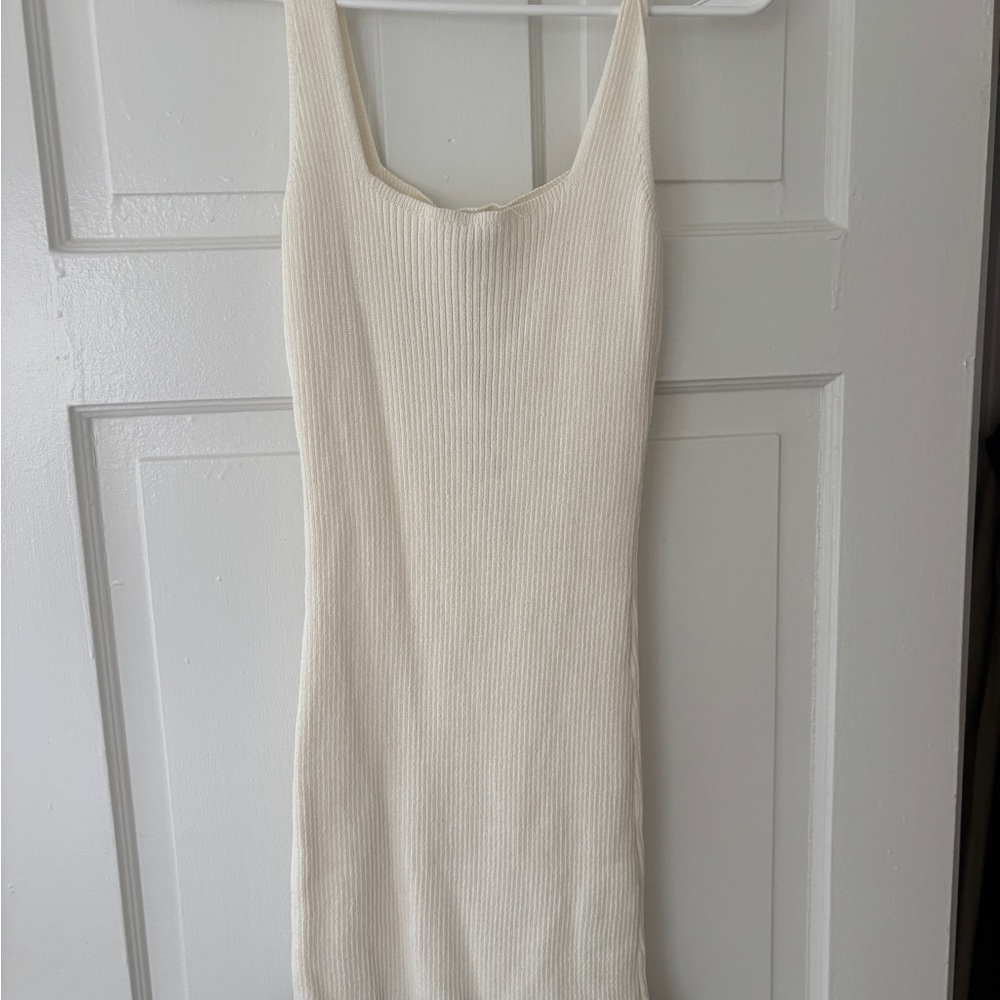 Zara NWT Cream Ribbed Knit Dress